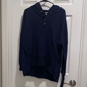 Navy Blue Hooded Button Quarter